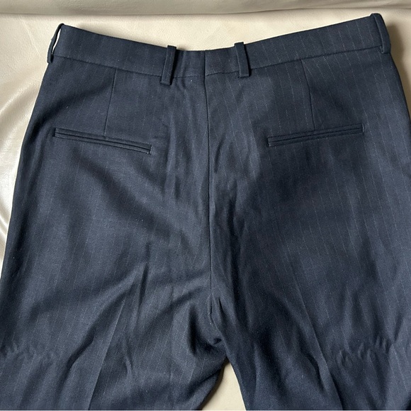 Zara PINSTRIPE SLIM FIT PANTS NAVY BLUE - Picture 8 of 8